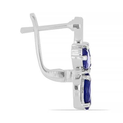 AUSTRALIAN BLUE SAPPHIRE FLORAL EARRINGS IN 925 STERLING SILVER - MANUFACTURERS IN THE USA - JEWELPIN